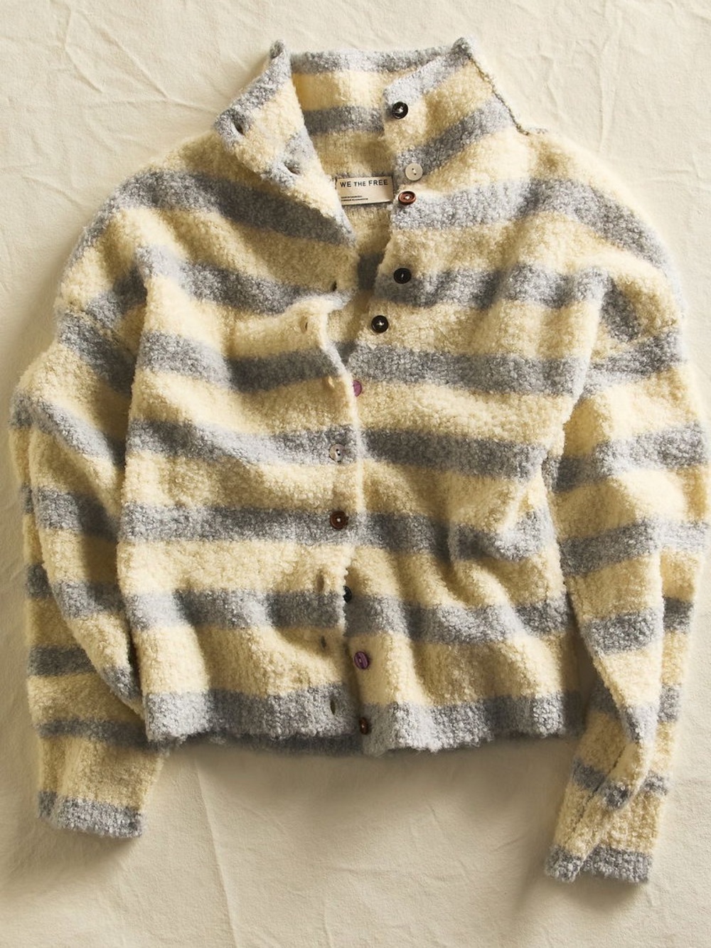 NWT FREE PEOPLE WE THE FREE Button Collection Cardi | Ivory Combo MSRP $168 L